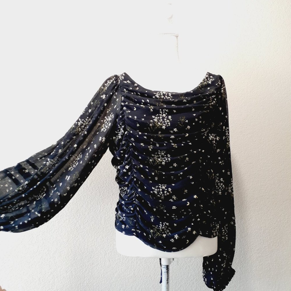 Free People Ruched Open Back Blouse